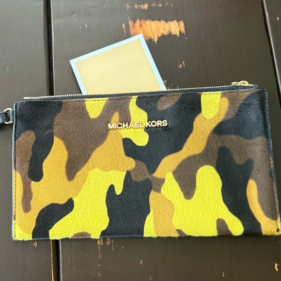 Michael Kors Handbags - Michael Kors Bedford Camo Calf-Hair Clutch